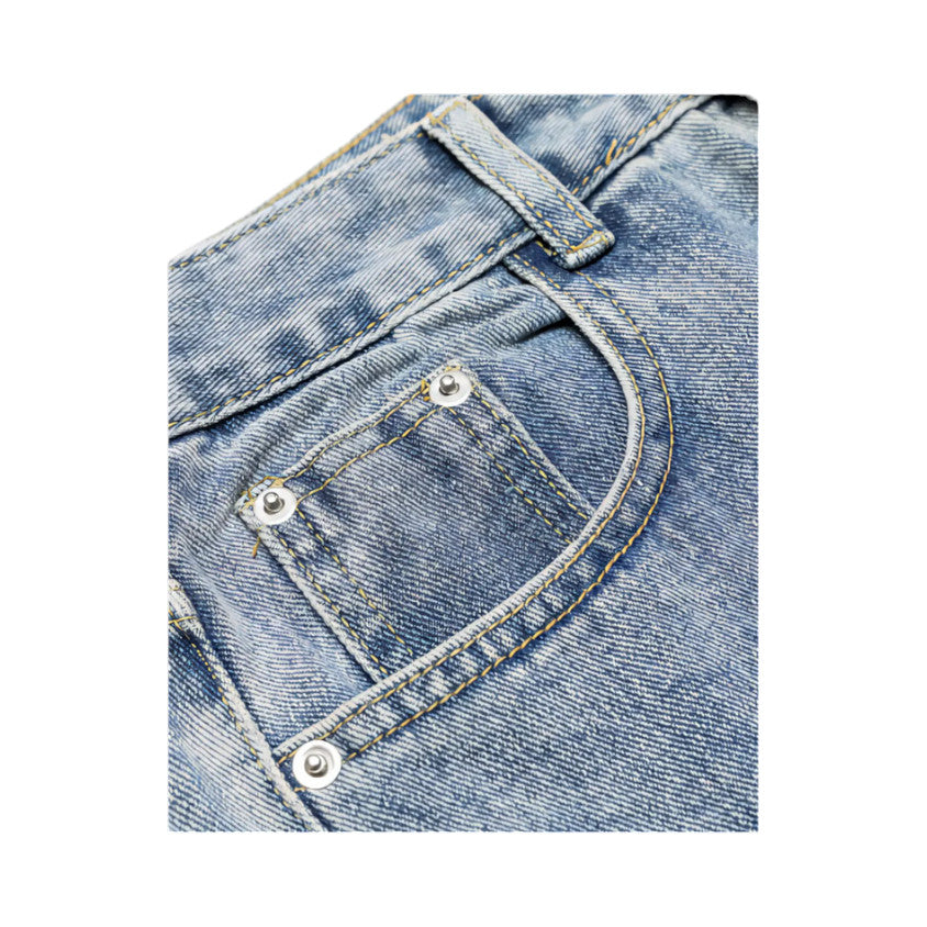 Jeans Baggy in denim Azzurro con Croci in Pelle Uomo2