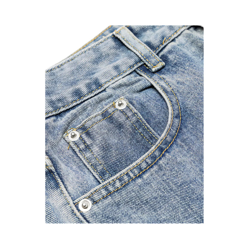 Jeans Baggy in denim Azzurro con Croci in Pelle Uomo2