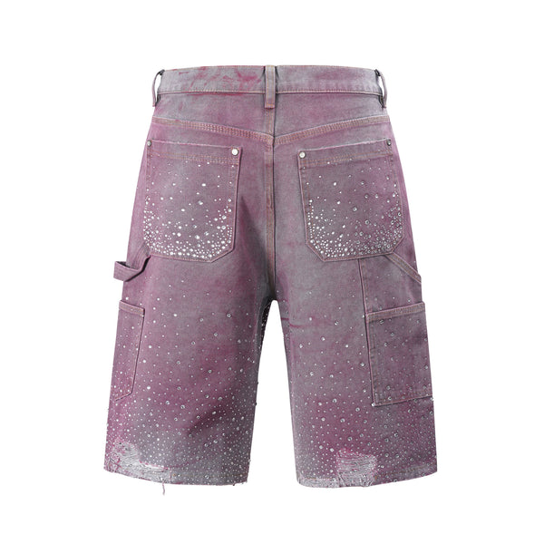 Jeans Corto con Diamanti a Pioggia Uomo
