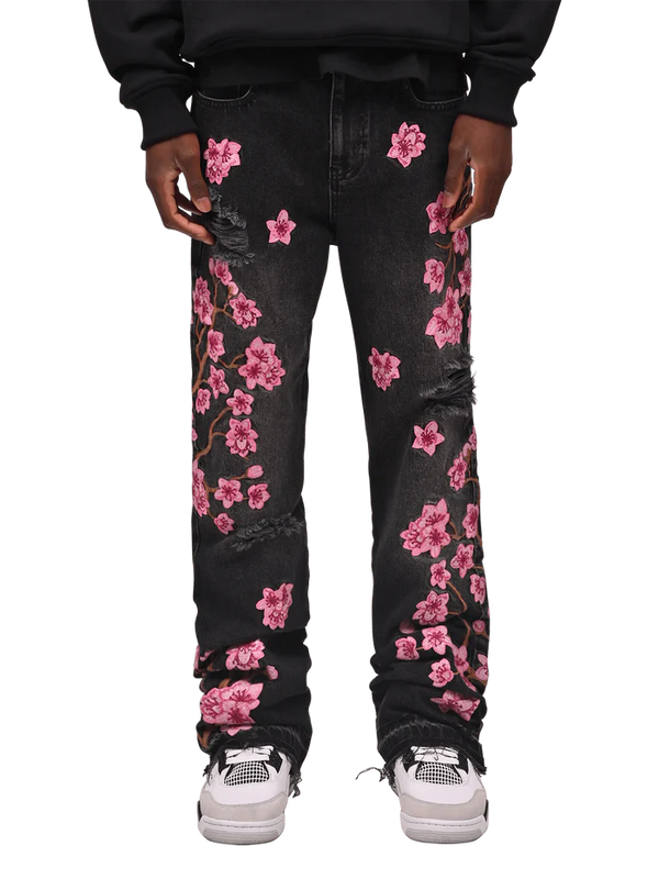 Jeans Flared con Ricamo Fiori21