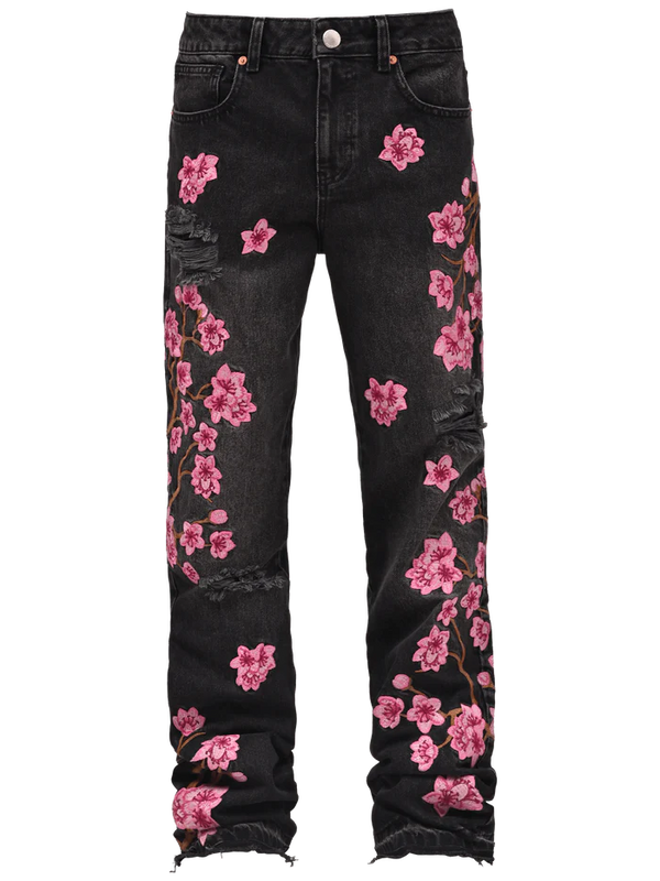 Jeans Flared con Ricamo Fiori21