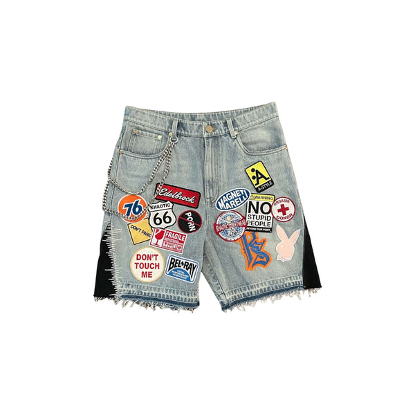 Jeans Pantaloncini Streetwear con Patch