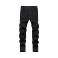  Jeans Slim Fit da uomo in Denim Neri con Strappi e dettagli in Pelle Rosa1