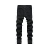  Jeans Slim Fit da uomo in Denim Neri con Strappi e dettagli in Pelle Rosa1