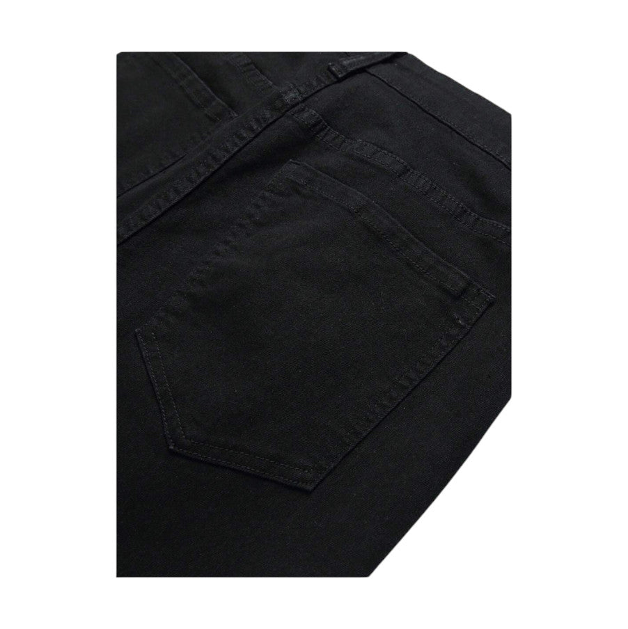  Jeans Slim Fit da uomo in Denim Neri con Strappi e dettagli in Pelle Rosa4