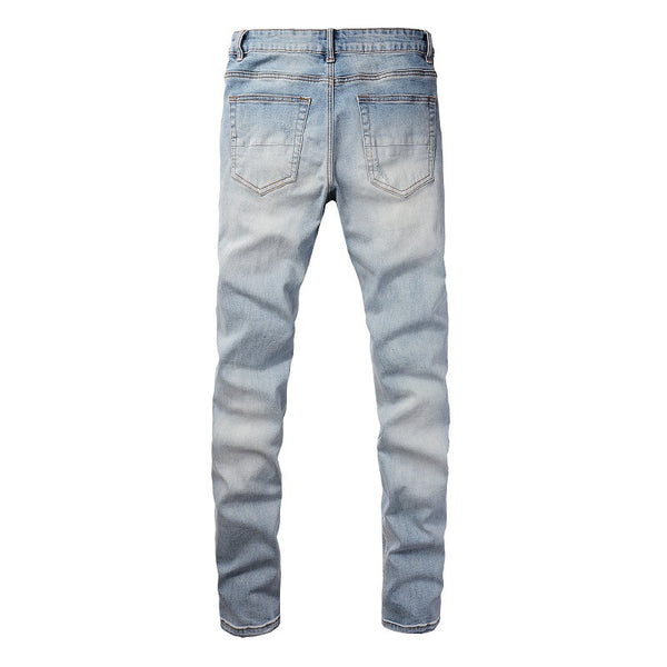 Jeans Slim Fit in denim Azzurro con Brillantini Uomo