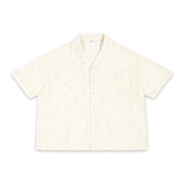 Camicia Estiva Traforata in Pizzo Uomo Vestibilità Boxy Fit