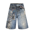 Pantaloncini Jeans Corto in denim Blu Fit Baggy con Stampoa Portachiavi Acne