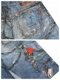 Pantaloncini Jeans Corto in denim Blu Fit Baggy con Stampoa Portachiavi Acne