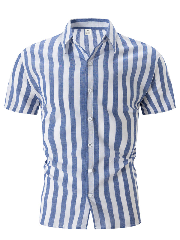 Camicia a Maniche Corte Estiva con Motivo a Righe Uomo