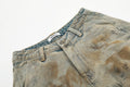 Pantalone Corto Jeans in Denim Azzurro con Effetto Sporco