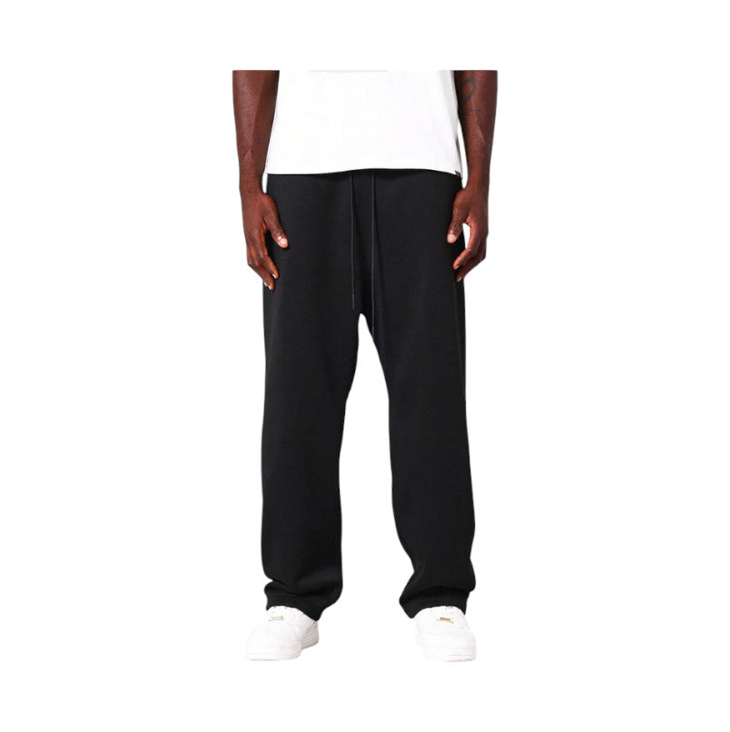 Pantaloni in Tuta Nera Baggy di Cotone con vestibilità Larga 